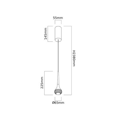 Open Design OR86171 - LED pakarināmais gaismeklis ar kabeli CRIMA LED/7W/230V misiņš