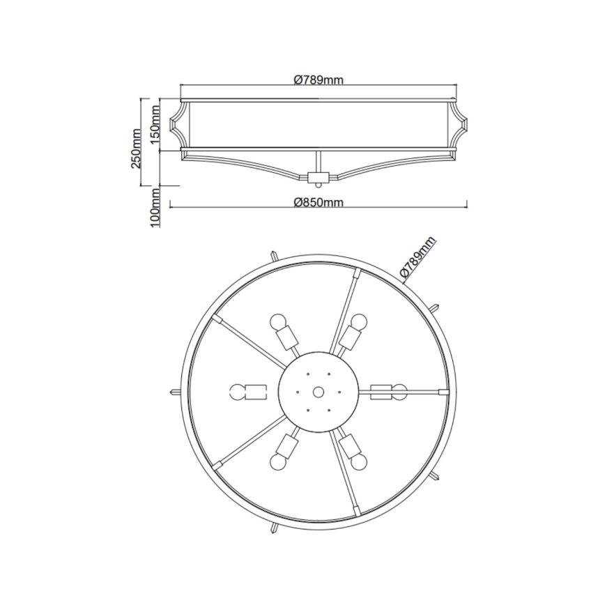 Open Design OR86614 - Griestu lampa STESSO 6xE27/12W/230V Ø 85 cm, brūna