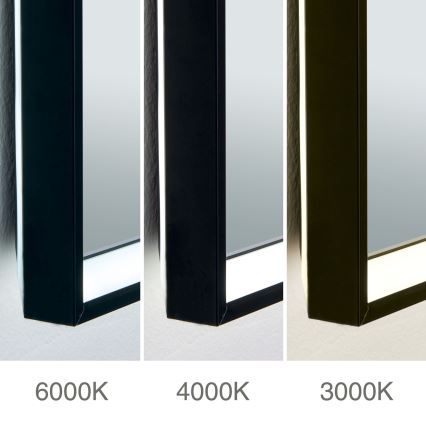 LED vannas istabas sienas spogulis ar apgaismojumu un apsildes funkciju FRAME LED/48W/230V 3000/4000/6000K 60x45 cm IP44