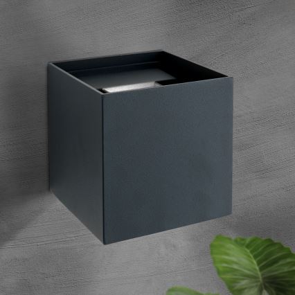 LED Āra sienas lampa CUBE 2xLED/3W/230V IP54 antracīta