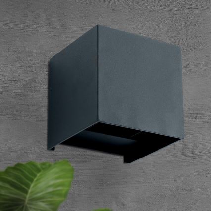 LED Āra sienas lampa CUBE 2xLED/3W/230V IP54 antracīta