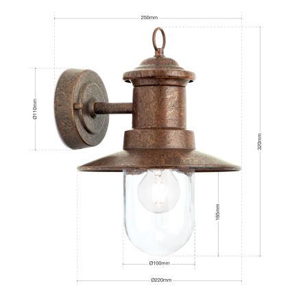 Āra sienas lampa LEONIE 1xE27/60W/230V IP44 bronza