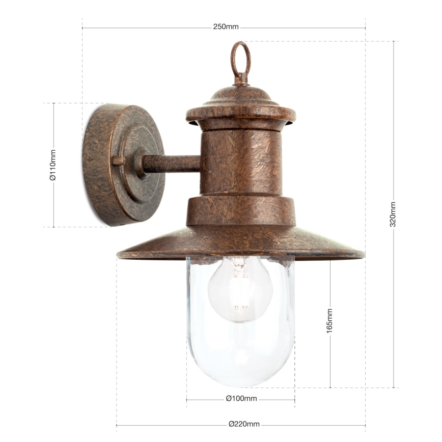 Āra sienas lampa LEONIE 1xE27/60W/230V IP44 bronza