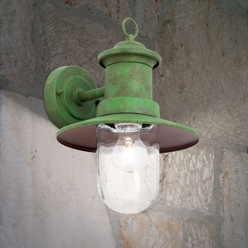 Āra sienas lampa LEONIE 1xE27/60W/230V IP44 zaļa