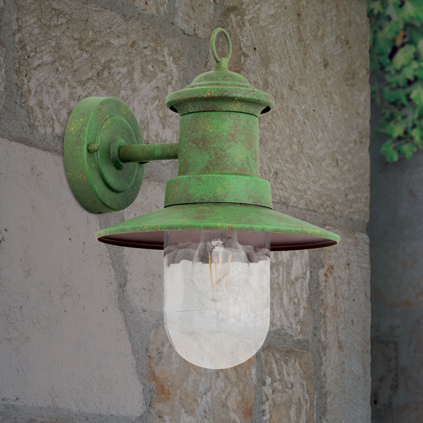 Āra sienas lampa LEONIE 1xE27/60W/230V IP44 zaļa
