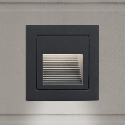 LED Iebūvējamais gaismeklis LORO LED/2W/230V IP65 antracīts