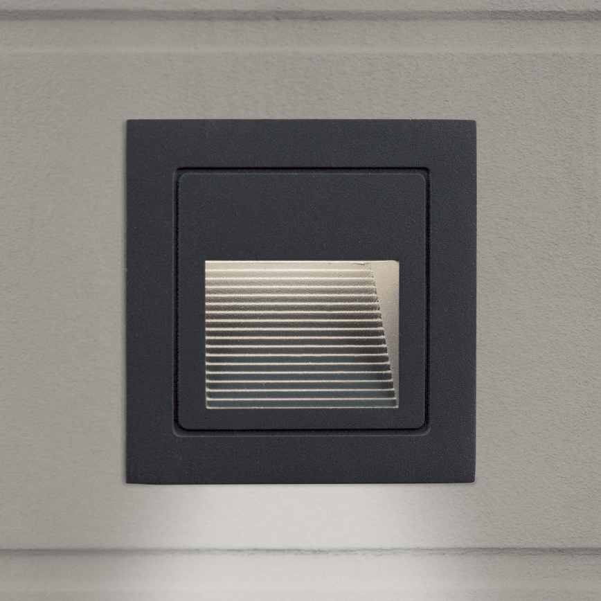 LED Iebūvējamais gaismeklis LORO LED/2W/230V IP65 antracīts
