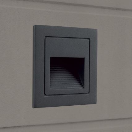 LED Iebūvējamais gaismeklis LORO LED/2W/230V IP65 antracīts