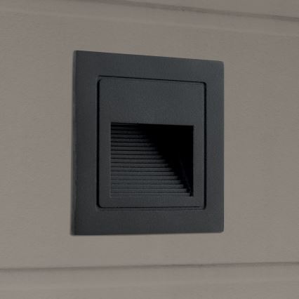 LED Iebūvējamais gaismeklis LORO LED/2W/230V IP65 melns