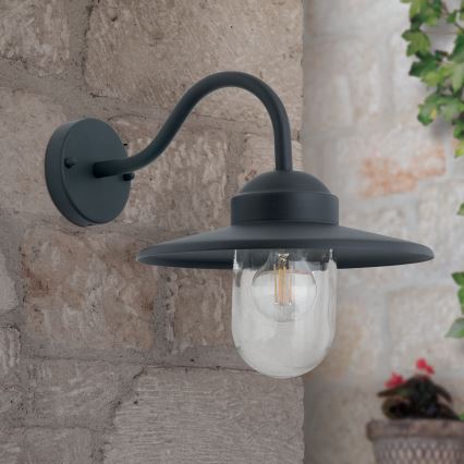 Āra sienas lampa EDWARD 1xE27/60W/230V IP44 melna