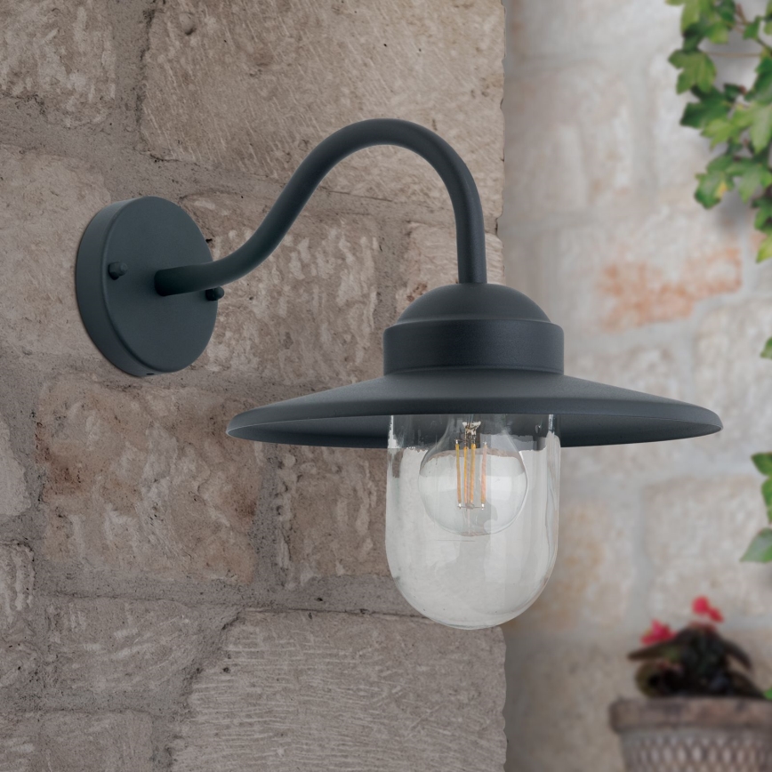 Āra sienas lampa EDWARD 1xE27/60W/230V IP44 melna
