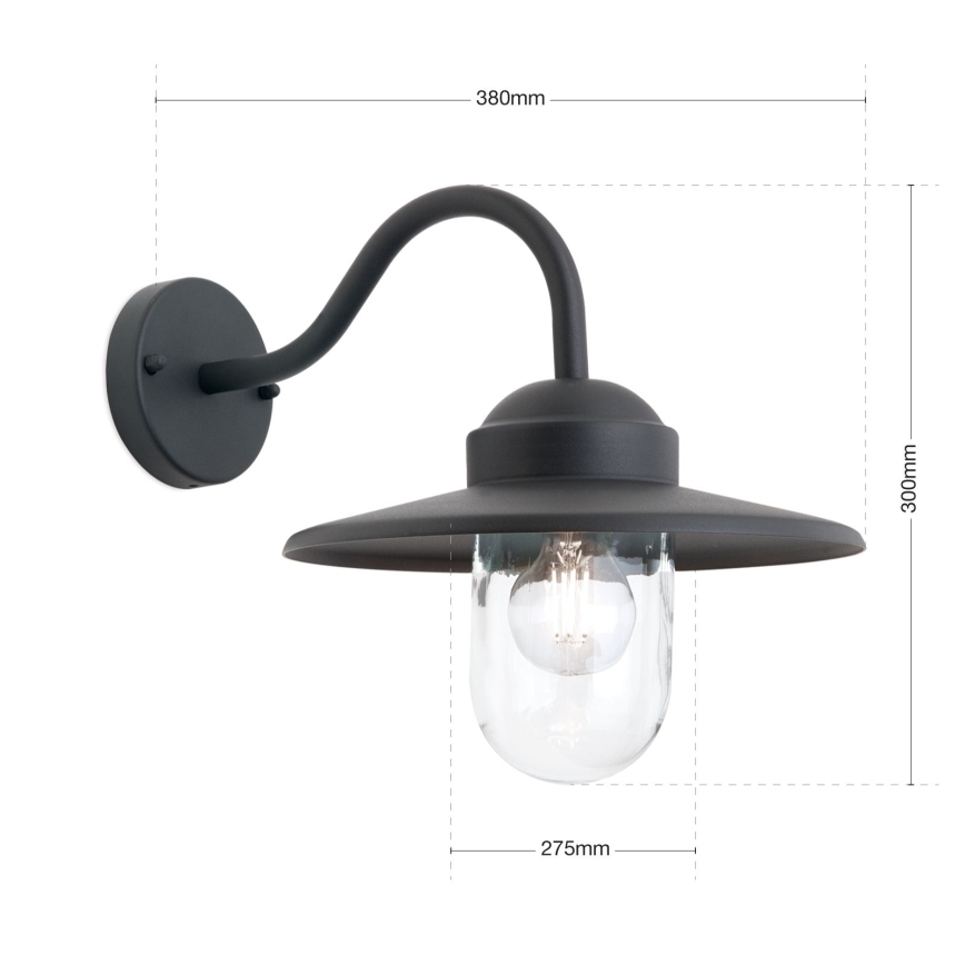 Āra sienas lampa EDWARD 1xE27/60W/230V IP44 melna
