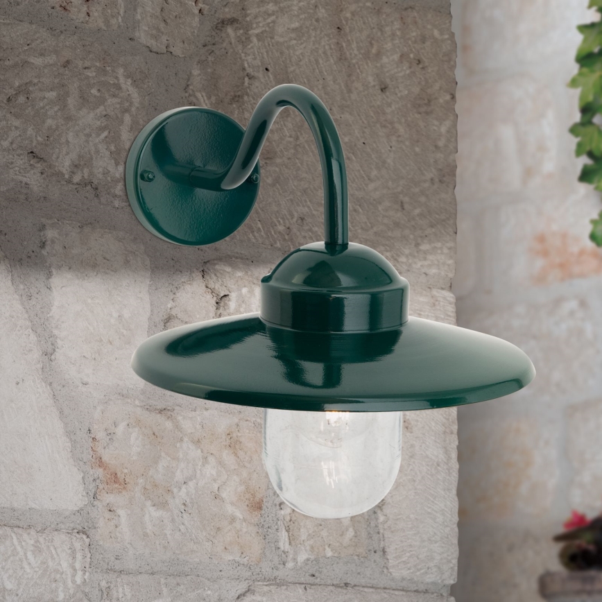 Āra sienas lampa EDWARD 1xE27/60W/230V IP44 zaļa
