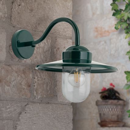 Āra sienas lampa EDWARD 1xE27/60W/230V IP44 zaļa