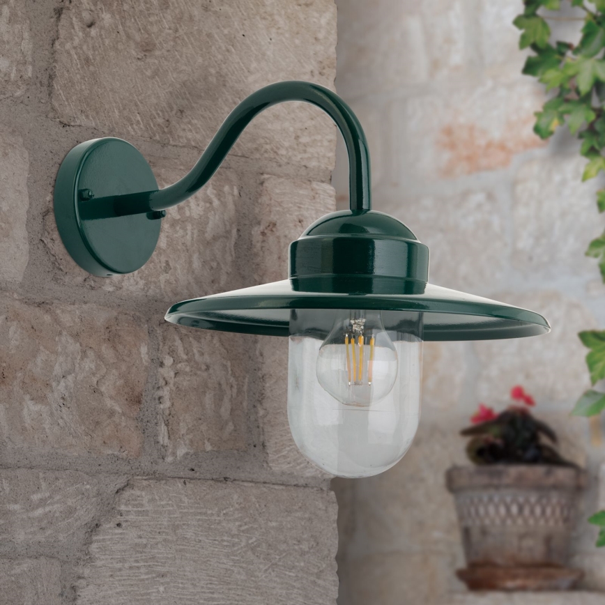 Āra sienas lampa EDWARD 1xE27/60W/230V IP44 zaļa