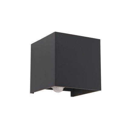 LED Āra sienas lampa ar kustības un krēslas sensoru CUBE-S LED/13W/230V IP54 antracīta