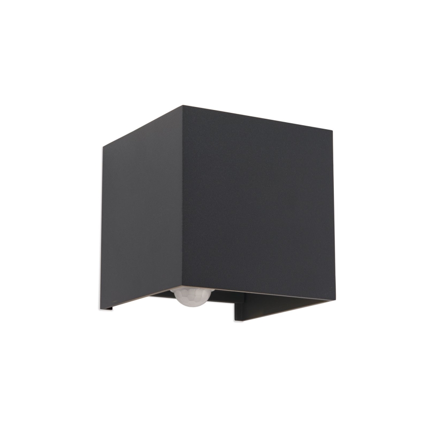LED Āra sienas lampa ar kustības un krēslas sensoru CUBE-S LED/13W/230V IP54 antracīta