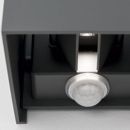 LED Āra sienas lampa ar kustības un krēslas sensoru CUBE-S LED/13W/230V IP54 antracīta