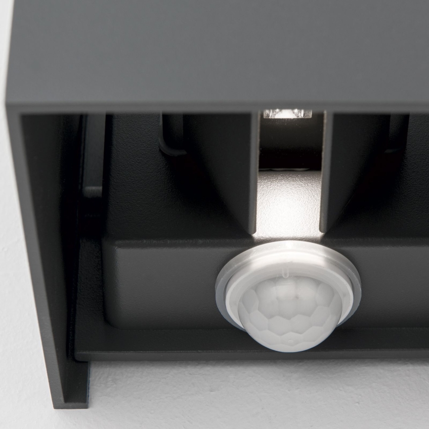 LED Āra sienas lampa ar kustības un krēslas sensoru CUBE-S LED/13W/230V IP54 antracīta