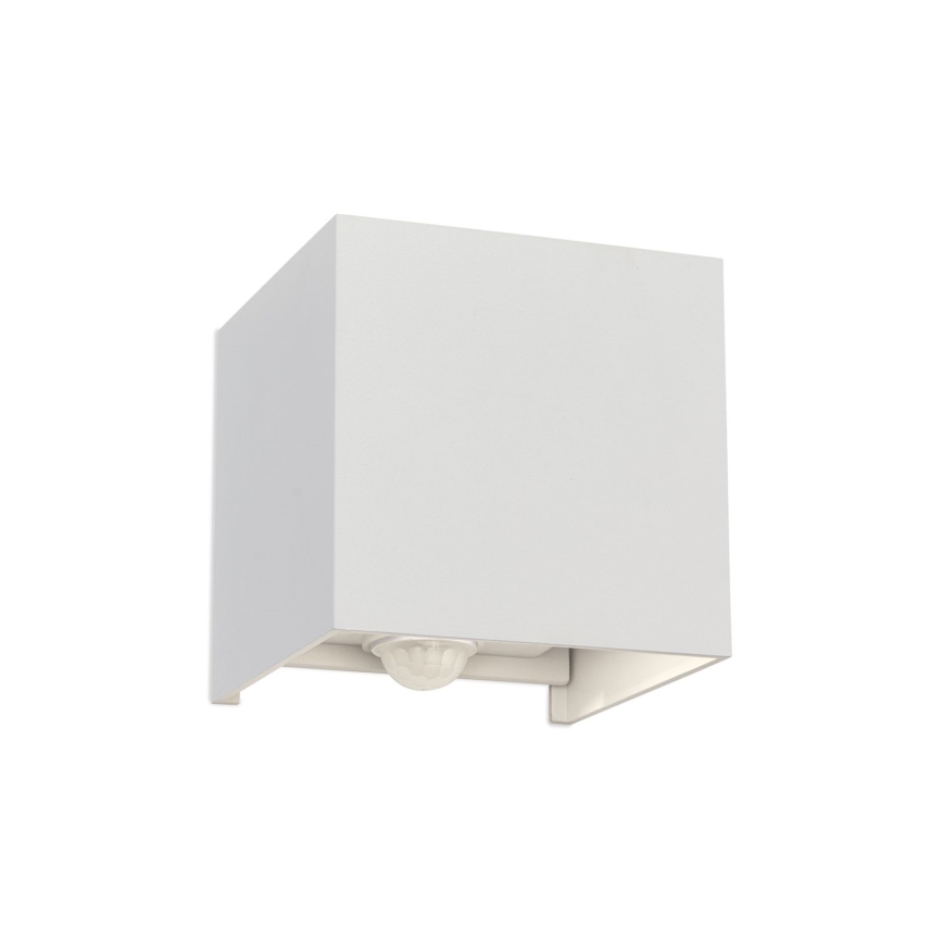 LED Āra sienas lampa ar kustības un krēslas sensoru CUBE-S LED/13W/230V IP54 balta