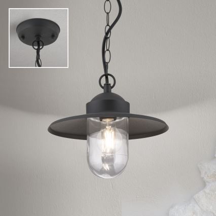 Āra piekarama lampa EDWARD 1xE27/60W/230V IP44 melna