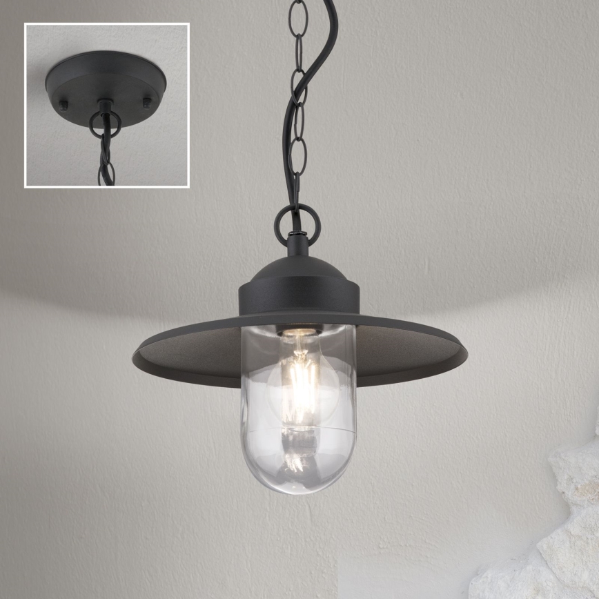 Āra piekarama lampa EDWARD 1xE27/60W/230V IP44 melna