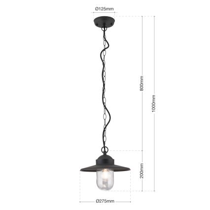 Āra piekarama lampa EDWARD 1xE27/60W/230V IP44 melna