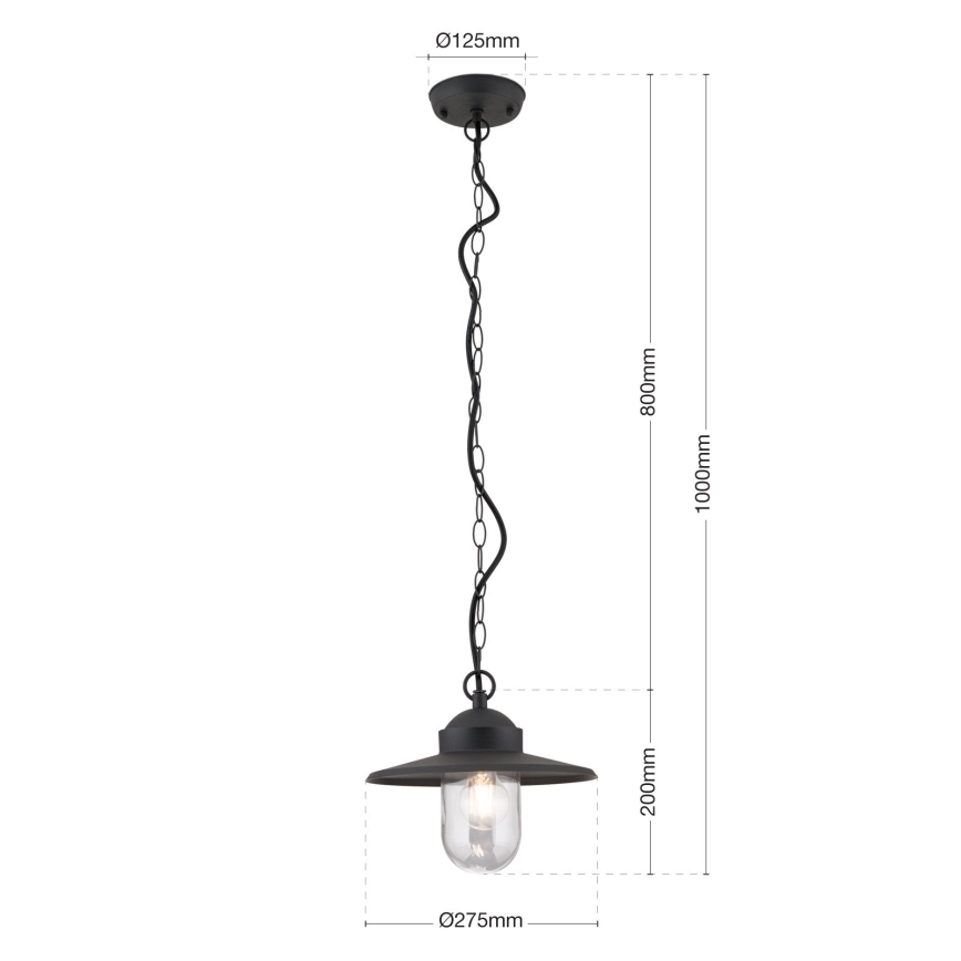 Āra piekarama lampa EDWARD 1xE27/60W/230V IP44 melna