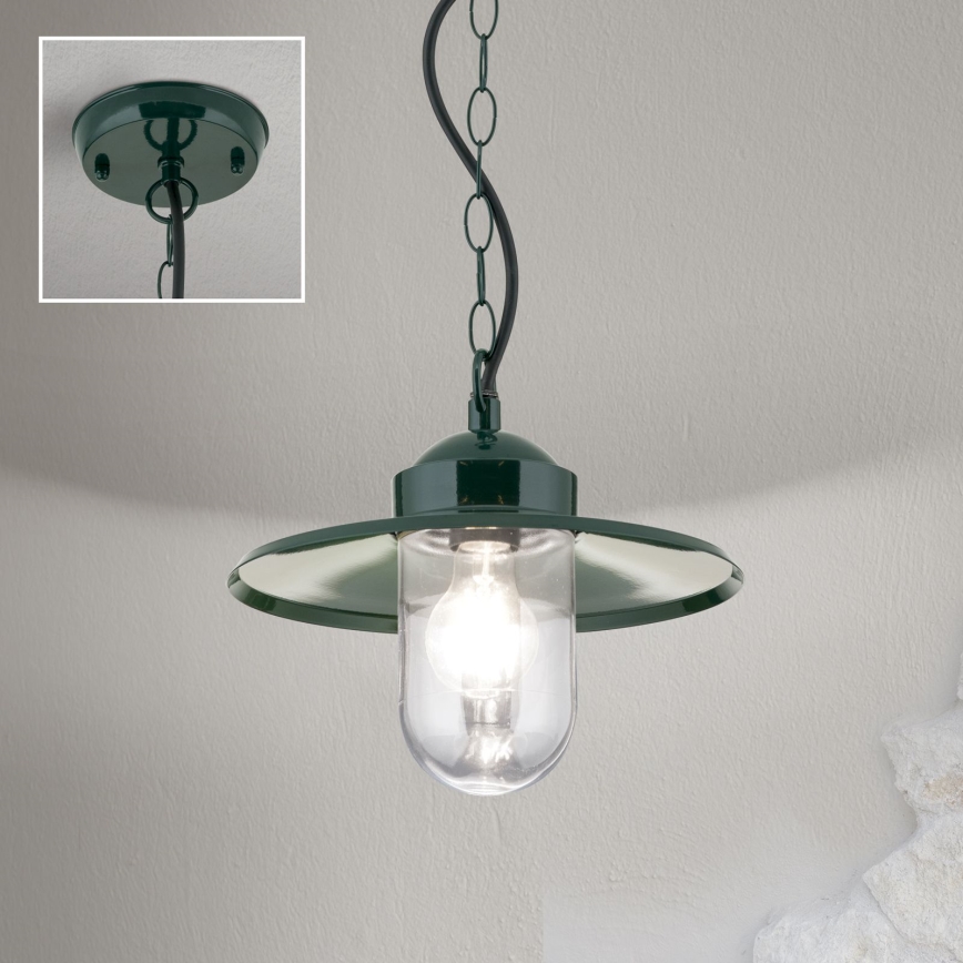 Āra piekarama lampa EDWARD 1xE27/60W/230V IP44 zaļa