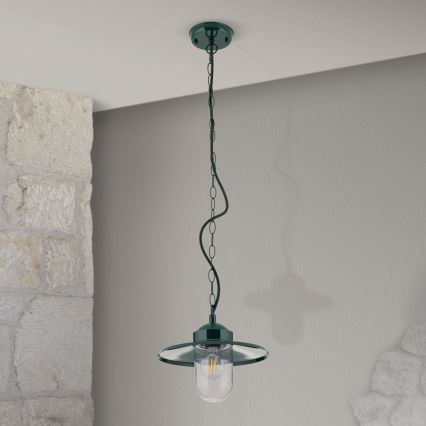 Āra piekarama lampa EDWARD 1xE27/60W/230V IP44 zaļa