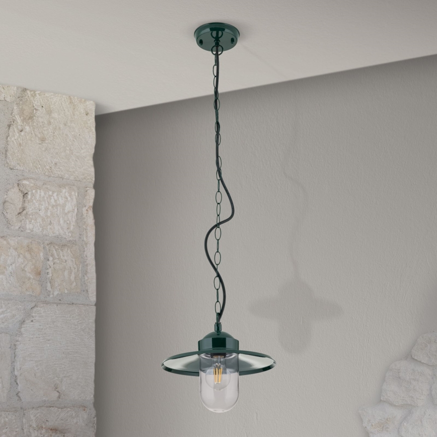 Āra piekarama lampa EDWARD 1xE27/60W/230V IP44 zaļa