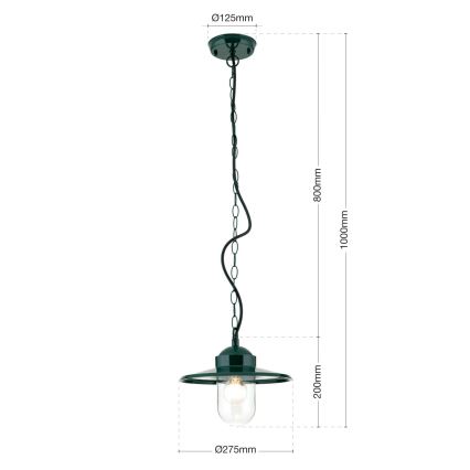 Āra piekarama lampa EDWARD 1xE27/60W/230V IP44 zaļa
