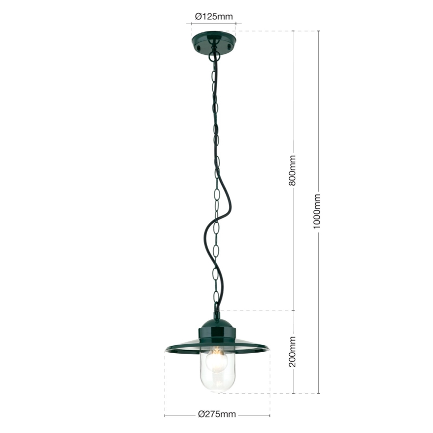 Āra piekarama lampa EDWARD 1xE27/60W/230V IP44 zaļa