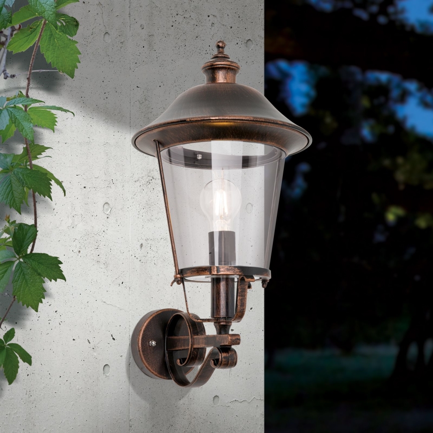 Āra sienas lampa KENZO 1xE27/100W/230V IP44 bronza/patina