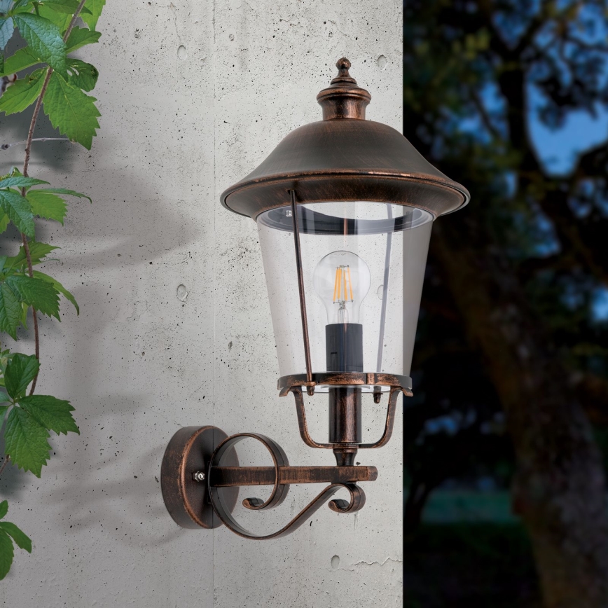 Āra sienas lampa KENZO 1xE27/100W/230V IP44 bronza/patina