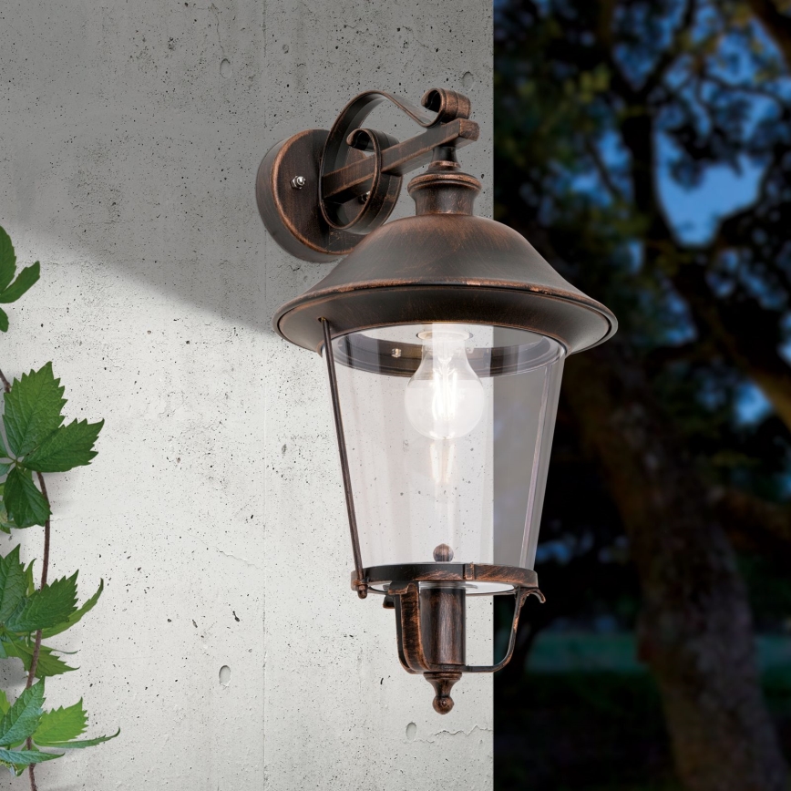 Āra sienas lampa KENZO 1xE27/100W/230V IP44 bronza/patina