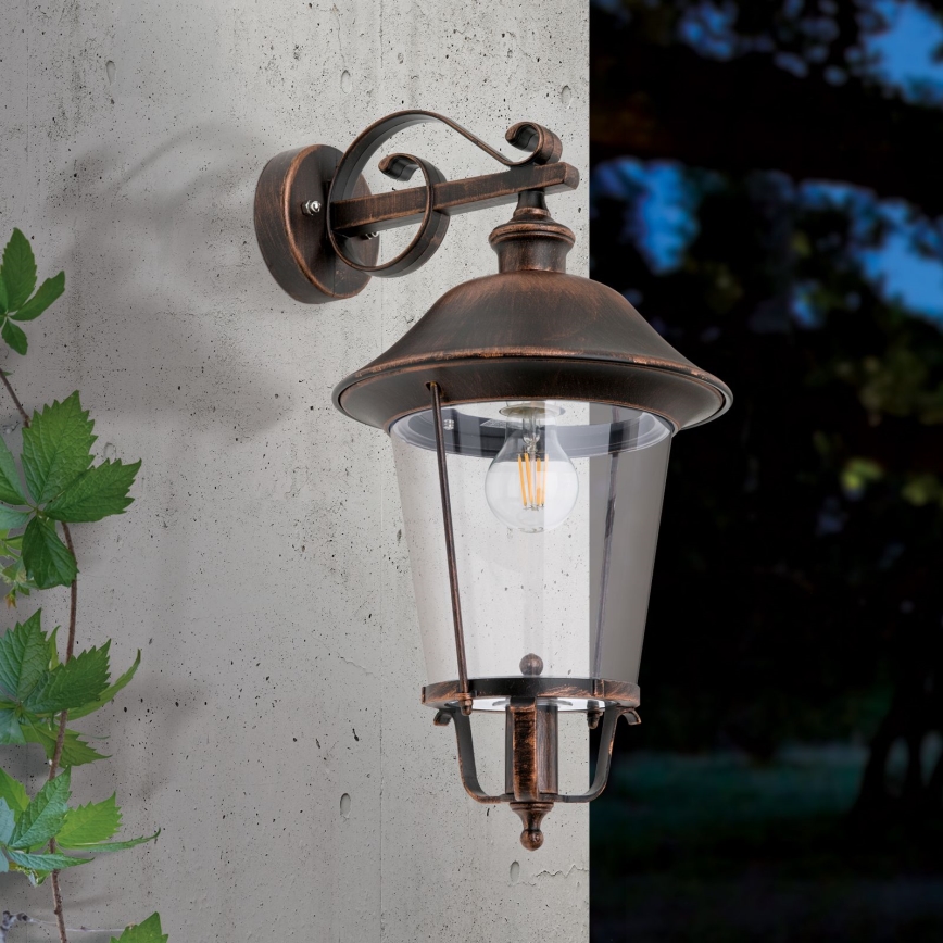 Āra sienas lampa KENZO 1xE27/100W/230V IP44 bronza/patina