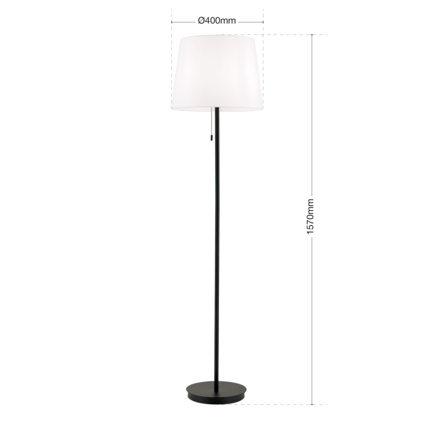 Grīdas stāvlampa LUDWIG 1xE27/40W/230V balta/melna