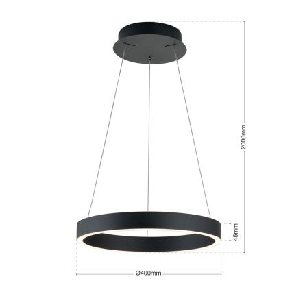 LED regulējamā piekaramā lampa ar kabeli KOLK LED/40W/230V 2700/3000/4000K Ø 40 cm melna