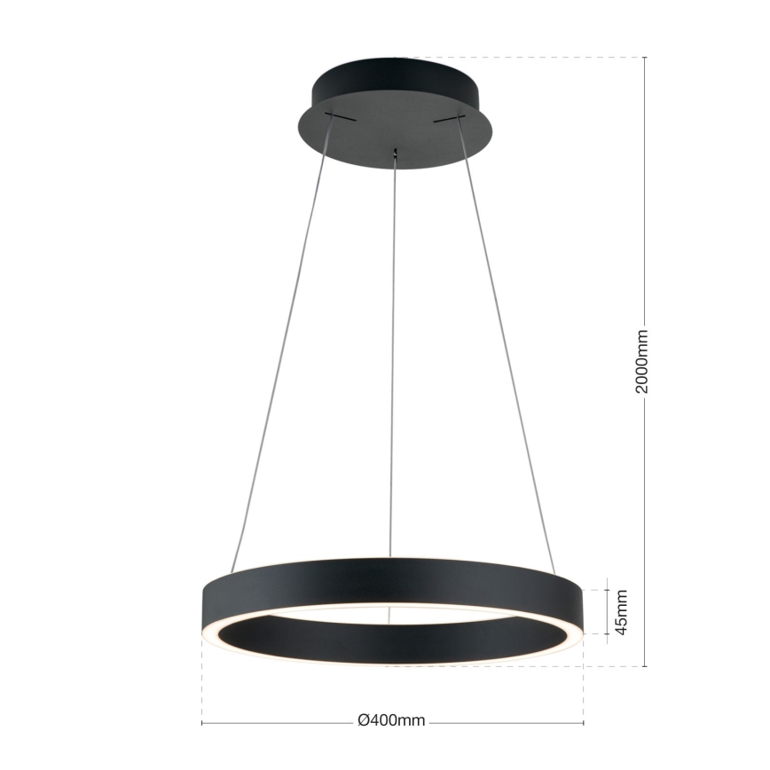 LED regulējamā piekaramā lampa ar kabeli KOLK LED/40W/230V 2700/3000/4000K Ø 40 cm melna