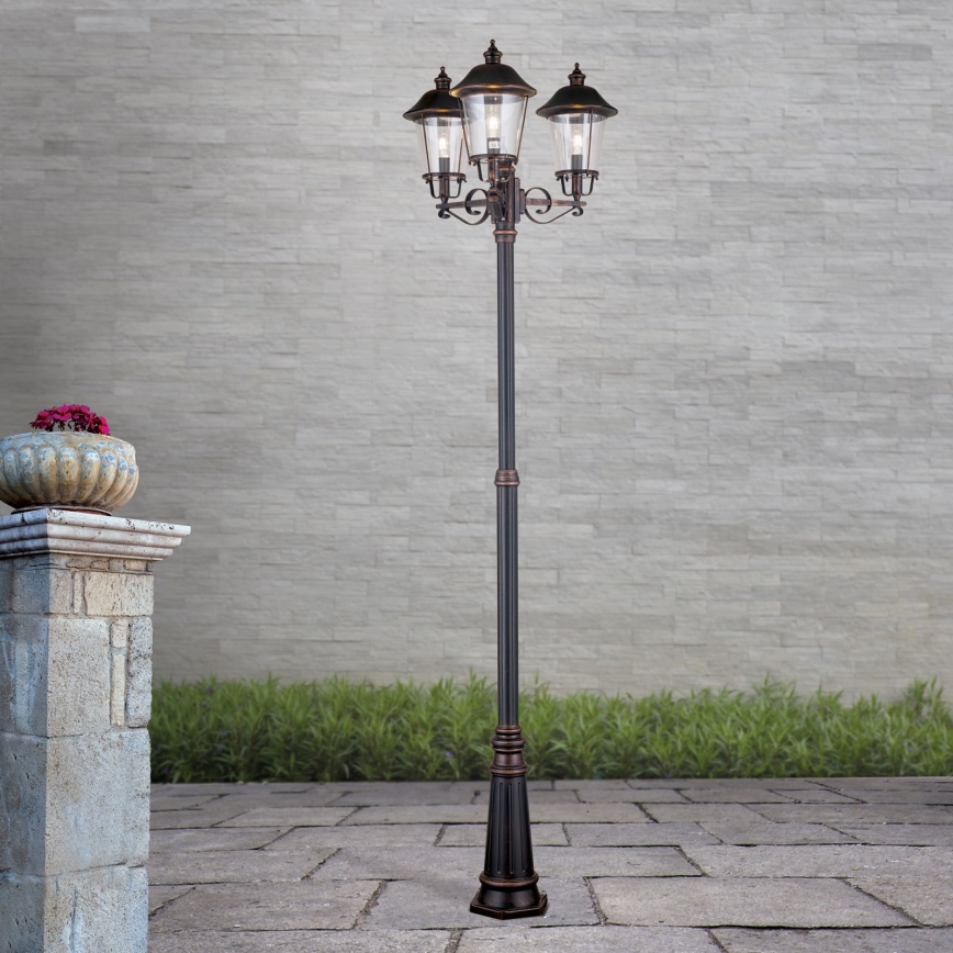 Āra lampa KENZO 3xE27/100W/230V IP44 bronza/patina
