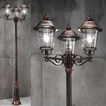 Āra lampa KENZO 3xE27/100W/230V IP44 bronza/patina