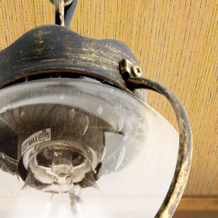 Āra piekaramais gaismeklis TAVERNA 1xE27/60W/230V IP23 bronza/patina