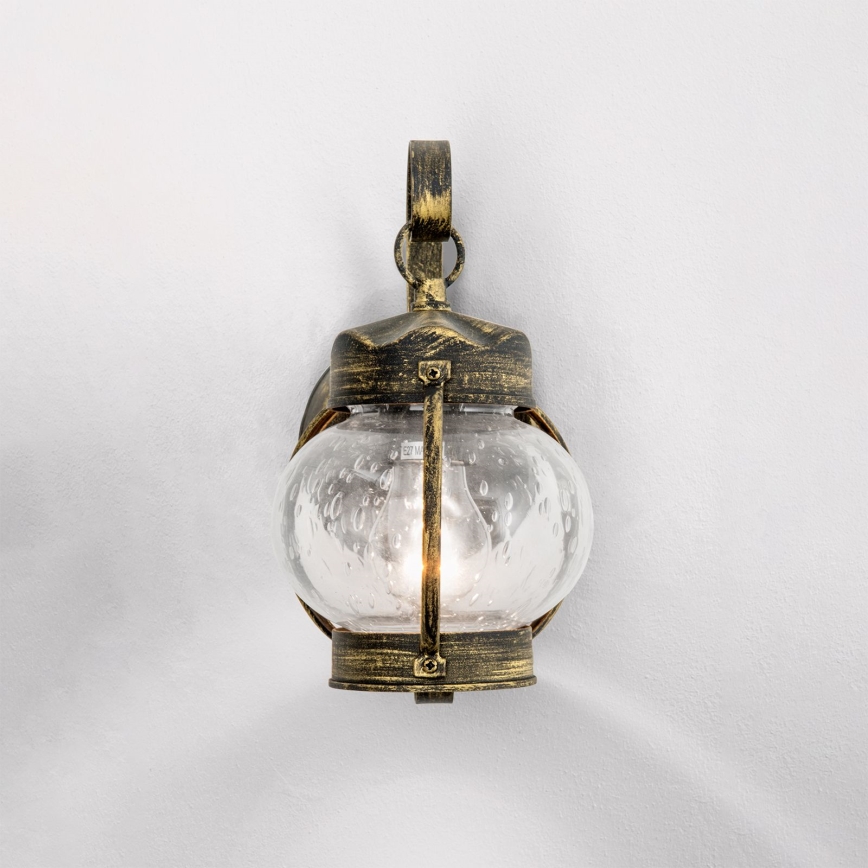 Āra sienas lampa TAVERNA 1xE27/60W/230V IP23 bronza/patīna