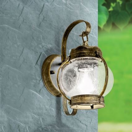 Āra sienas lampa TAVERNA 1xE27/60W/230V IP23 bronza/patīna