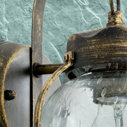 Āra sienas lampa TAVERNA 1xE27/60W/230V IP23 bronza/patīna