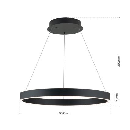 LED regulējama lustra uz troses KOLK LED/60W/230V 2700/3000/4000K Ø 60 cm melna