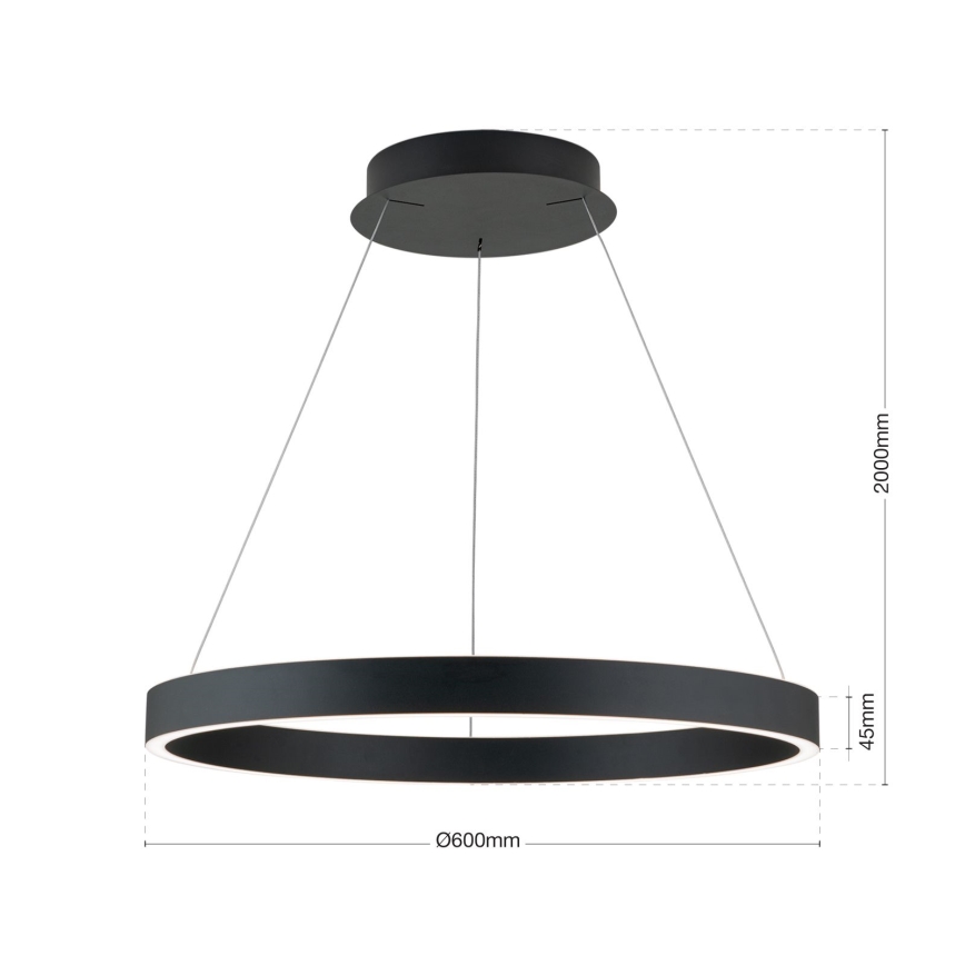 LED regulējama lustra uz troses KOLK LED/60W/230V 2700/3000/4000K Ø 60 cm melna