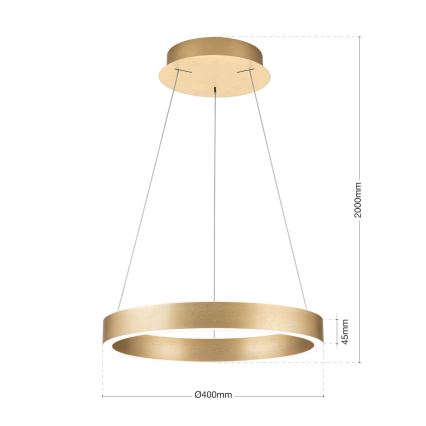 dimējama LED piekaramā lustra uz troses KOLK LED/40W/230V 2700/3000/4000K Ø 40 cm zelta