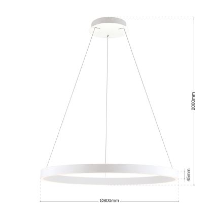 regulējama LED lustra uz kabeļa KOLK LED/80W/230V 2700/3000/4000K Ø 80 cm balta